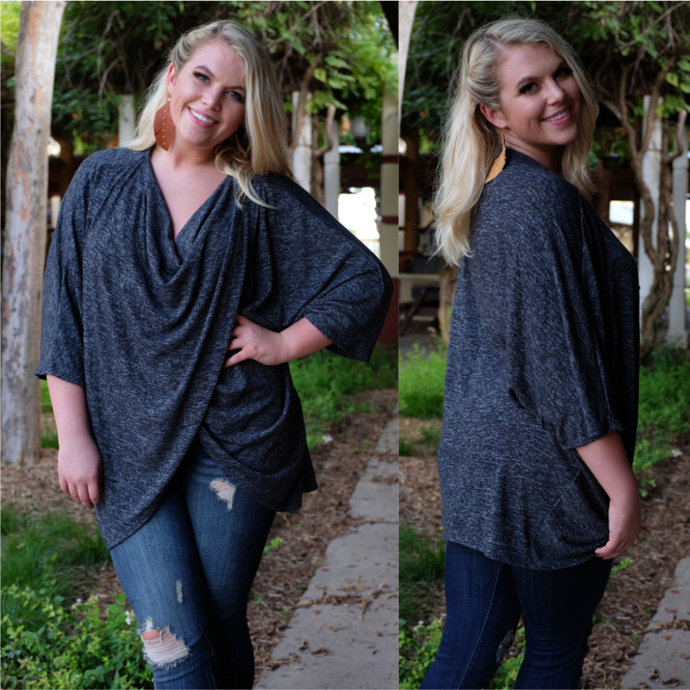 PLUS Charcoal Poncho Style Tunic